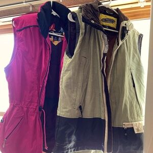Pair of Obermeyer Ski Vests - one is hooded.  Both size 10 : sold together